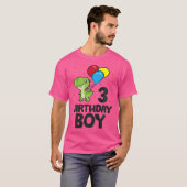 子供の誕生日少年3歳の誕生日の恐竜 Tシャツ (正面フル)