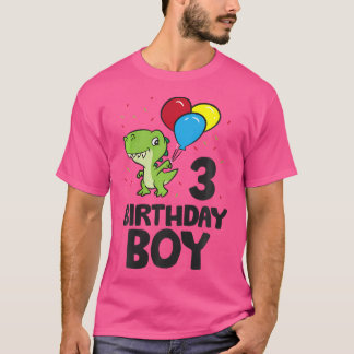 子供の誕生日少年3歳の誕生日の恐竜 Tシャツ
