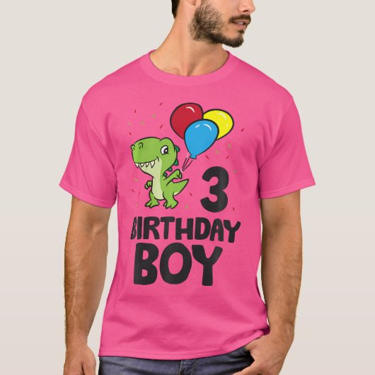 子供の誕生日少年3歳の誕生日の恐竜 Tシャツ (正面)