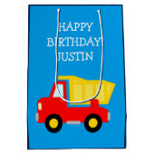 子供の誕生日建築ダンプトラック玩具抱き枕 ミディアムペーパーバッグ (裏面)