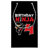 子供の誕生日忍者- 4歳パーティーテーマ スモールペーパーバッグ (裏面)