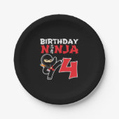 子供の誕生日忍者- 4歳パーティーテーマ ペーパープレート (正面)