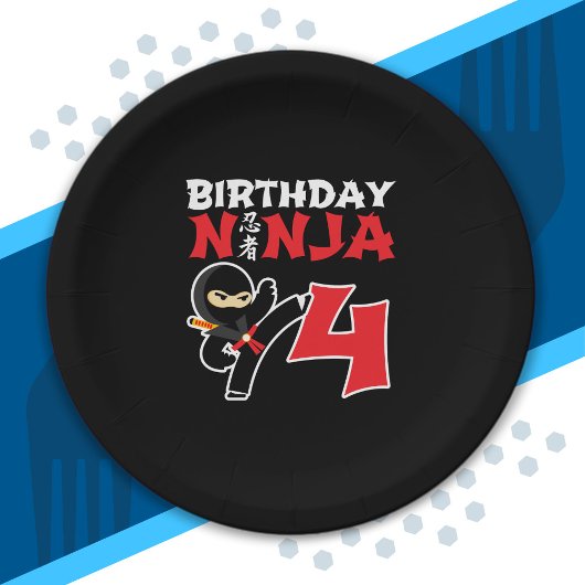 子供の誕生日忍者- 4歳パーティーテーマ ペーパープレート