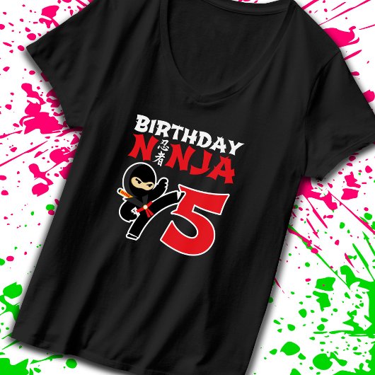 子供の誕生日忍者- 5歳パーティーテーマ Tシャツ