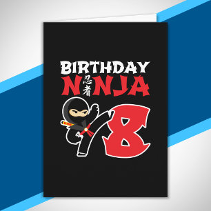 子供の誕生日忍者 - 8歳の誕生日パーティーのテーマ カード