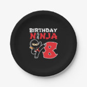 子供の誕生日忍者- 8歳パーティーテーマ ペーパープレート (正面)