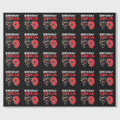 子供の誕生日忍者- 9歳パーティーテーマ ラッピングペーパー (フラット)