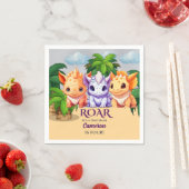 子供の誕生日恐竜パーティーDino Bash任意の年齢 スタンダードカクテルナプキン (インサイチュ)