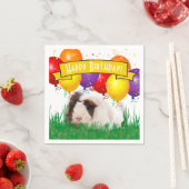 子供の誕生日愛らしいモルモットパーティーバルーン スタンダードカクテルナプキン (インサイチュ)