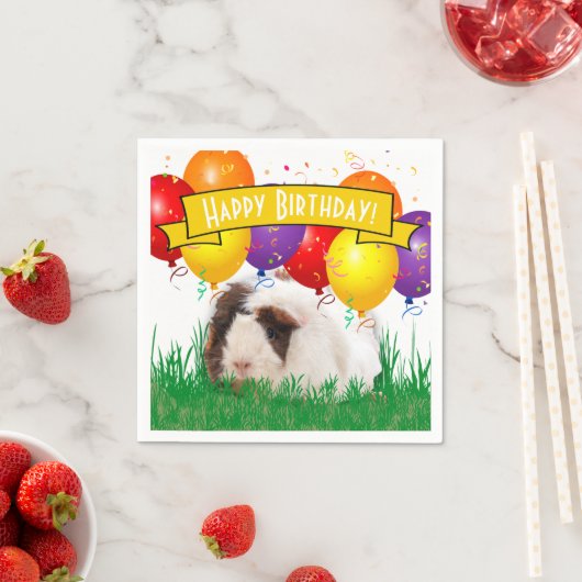 子供の誕生日愛らしいモルモットパーティーバルーン スタンダードカクテルナプキン (インサイチュ)