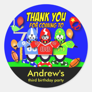 子供の誕生日感謝していスティッカー:アメリカンフットボール ラウンドシール
