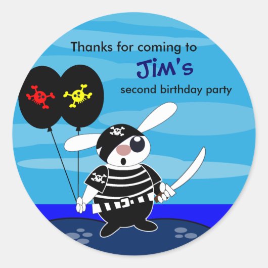 子供の誕生日感謝していYou Sticker:海賊うさぎ ラウンドシール (正面)