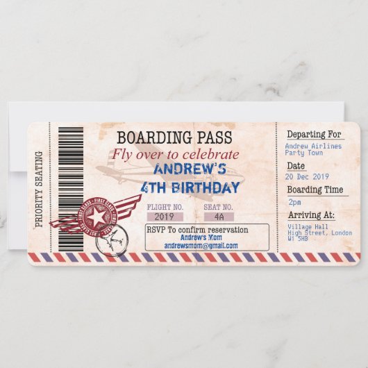 子供の誕生日招待状をパーソナライズする 招待状 (正面)