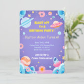 子供の誕生日招待状カード宇宙テーマ 招待状 (スタンド正面)