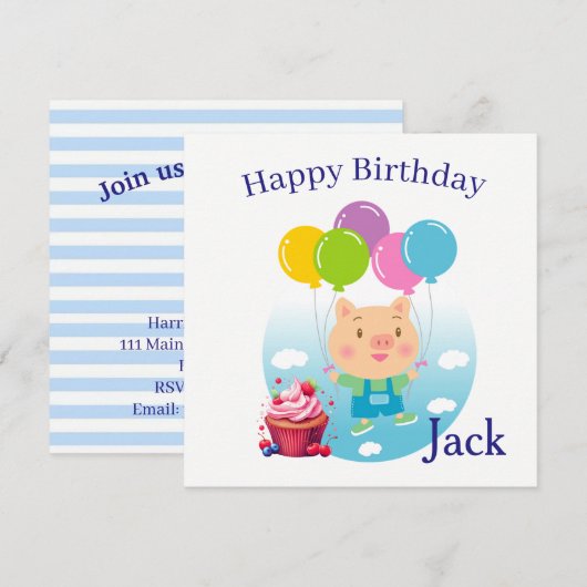 子供の誕生日招待状カード 招待状 (正面/裏面)