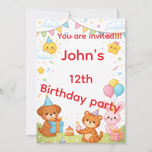 子供の誕生日招待状カード 招待状 (正面)