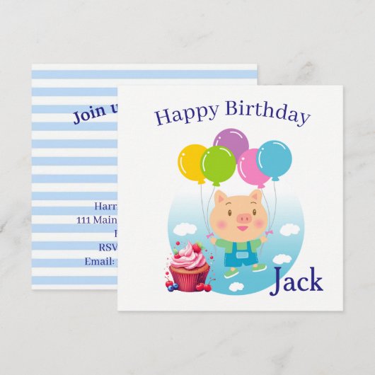 子供の誕生日招待状カード 招待状 (正面/裏面)