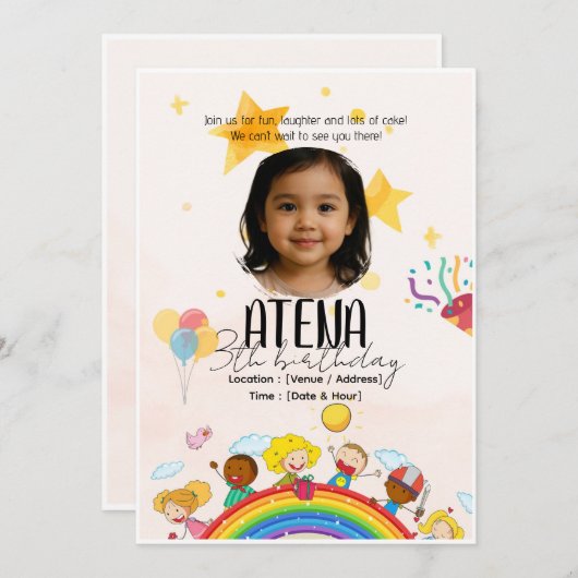 子供の誕生日招待状パーソナライズされた- 5x7カード 招待状 (正面/裏面)