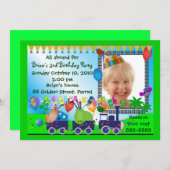 子供の誕生日招待状019:列車 招待状 (正面/裏面)