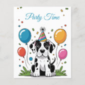 子供の誕生日招待状 グレートデーンの子犬 (正面)