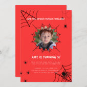 子供の誕生日招待状 – スパイディテーマ 招待状 (正面/裏面)