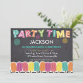 子供の誕生日招待状-パーティー時間 招待状 (スタンド正面)