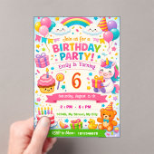 子供の誕生日招待状 | ユニコーン、風船 アクリル招待状 (インサイチュ (ポータブル))