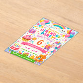 子供の誕生日招待状 | ユニコーン、風船 アクリル招待状 (レイダウン)