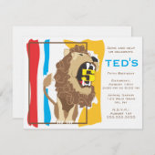 子供の誕生日招待状-ライオン 招待状 (正面/裏面)