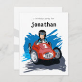 子供の誕生日招待状-レースカー 招待状 (正面/裏面)