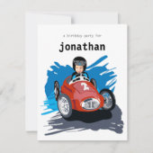 子供の誕生日招待状-レースカー 招待状 (正面)