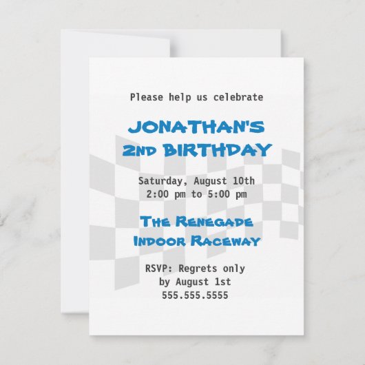 子供の誕生日招待状-レースカー 招待状 (裏面)