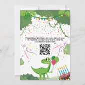 子供の誕生日招待状：恐竜サファリ、QRコード付き 招待状 (裏面)