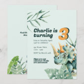 子供の誕生日招待状 恐竜テーマ 招待状 (正面/裏面)