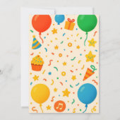 子供の誕生日招待状 – 風船と楽しいお祝い 招待状 (裏面)