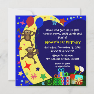 子供の誕生日招待状:011サル 招待状