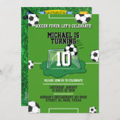 子供の誕生日招待：サッカー熱、QRコード 招待状 (正面/裏面)