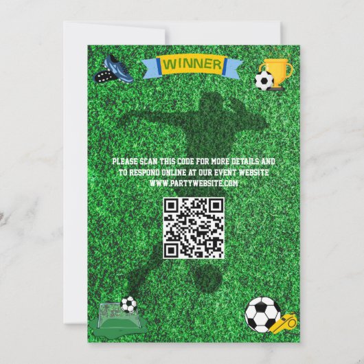 子供の誕生日招待:サッカー熱、QRコード 招待状 (裏面)