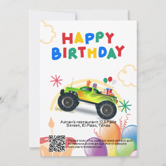 子供の誕生日招待:モンスターマッシュアップパーティー, QR 招待状 (裏面)