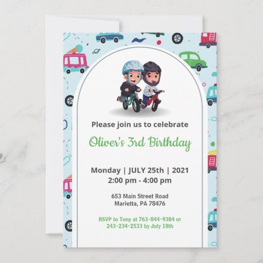 子供の誕生日特別キッド玩具テーマ 招待状 (正面)