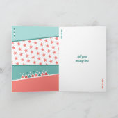 子供の誕生日珊瑚緑色と白任意の年齢名 カード (内部)