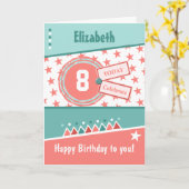 子供の誕生日珊瑚緑色と白任意の年齢名 カード (黄色い花)