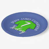 子供の誕生日用サッカシャツをカスタマイズ ペーパープレート (アングル)