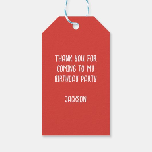 子供の誕生日男の子マンガレースカーかわいいパーティー ギフトタグ (裏面)