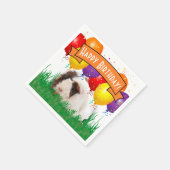 子供の誕生日白モルモットパーティーバルーン スタンダードカクテルナプキン (角)