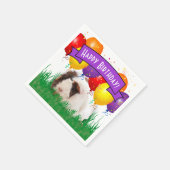 子供の誕生日白モルモットパーティーバルーン スタンダードカクテルナプキン (角)