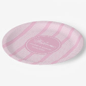 子供の誕生日紙プレートピンクタータンチェックトレンディールック ペーパープレート (アングル)