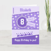 子供の誕生日紫の薄紫と白の任意の年齢 カード (正面)