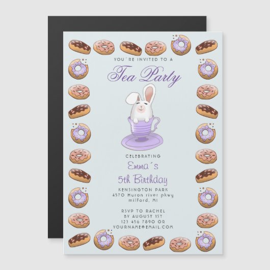 子供の誕生日茶パーティーとバニーとドーナツ (正面/裏面)