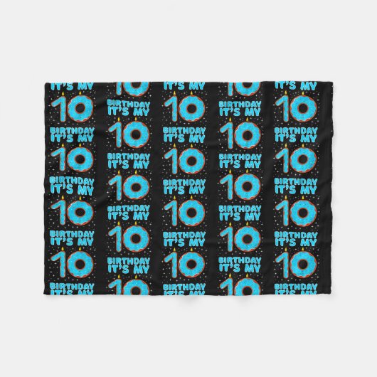 子供の誕生日10歳10歳の誕生日 フリースブランケット (正面(横))